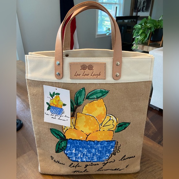 NWT Brighton Main Squeeze Burlap Tote - Picture 8 of 8